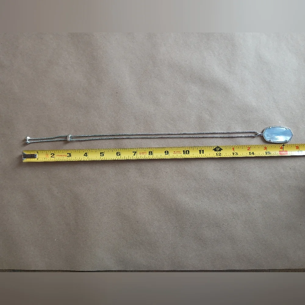 Kendra Scott Reid Silver Necklace with Light Blue Pendant Adjustable Length - Picture 5 of 5